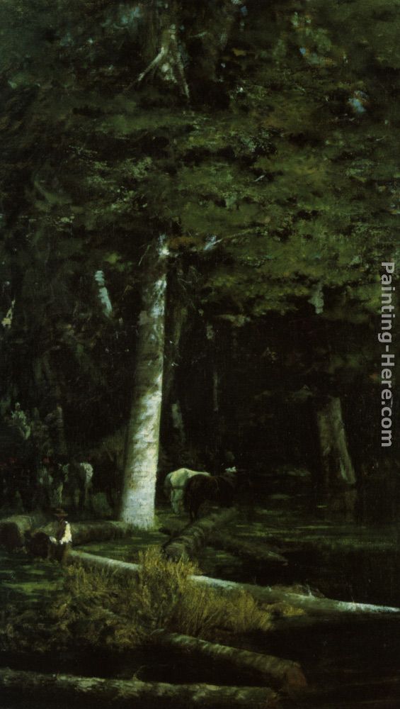 Wood Felling in a Forest painting - Giuseppe de Nittis Wood Felling in a Forest art painting